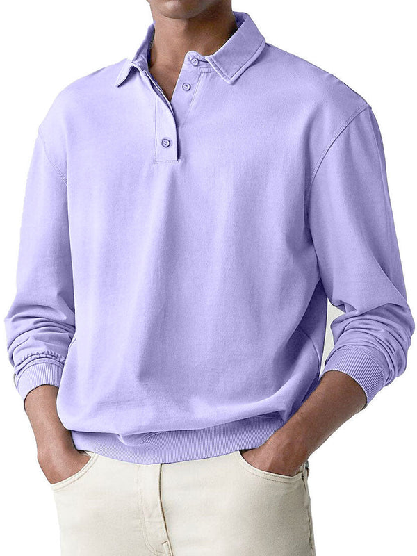 Men's Soild Color Polo Shirt Long Sleeve