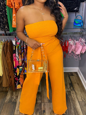 Tube Tie Waist Jumpsuit