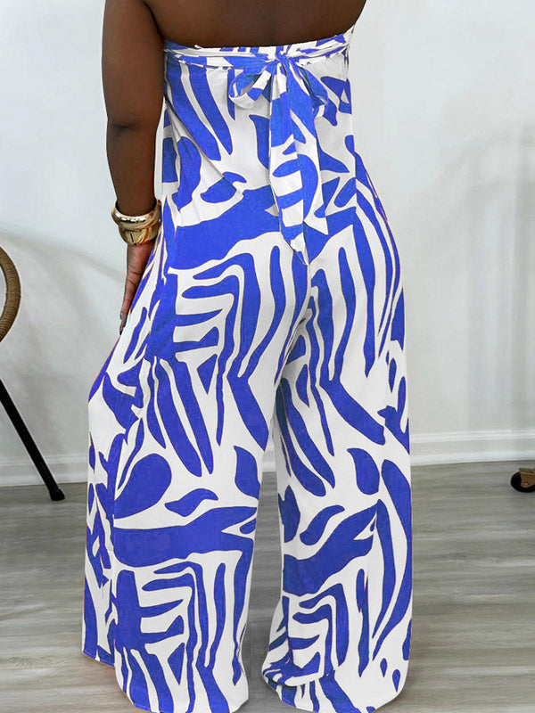 Strapless Printed Wide Jumpsuit