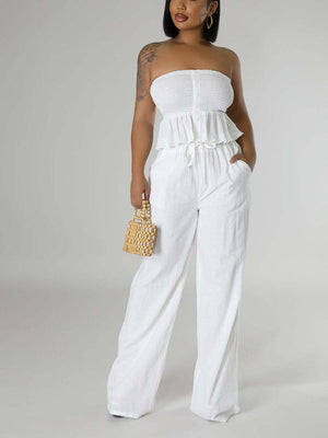 Smock Ruffle Top & Pants Set