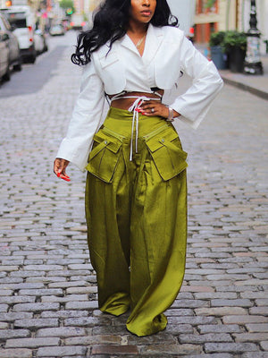 Cargo Pocket Wide Leg Pants