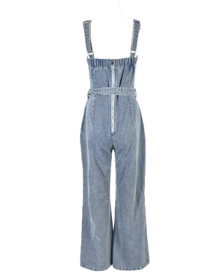 Ripped Cargo Denim Jumpsuit