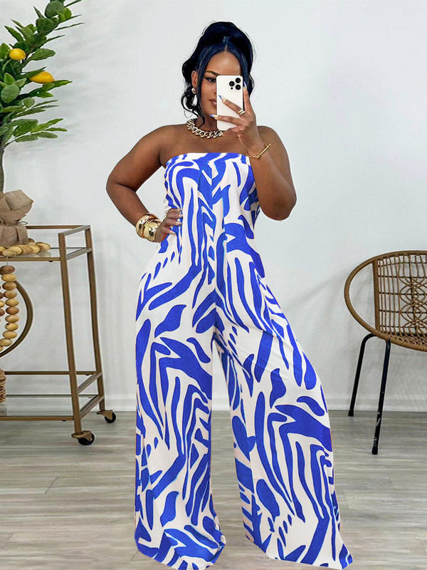 Strapless Printed Wide Jumpsuit