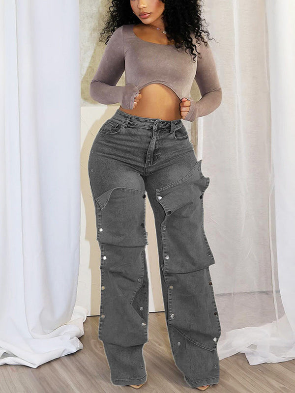 Snap Button Jeans