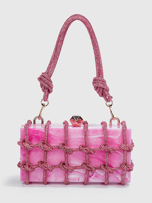 Marble Rhinestone Rope Bag