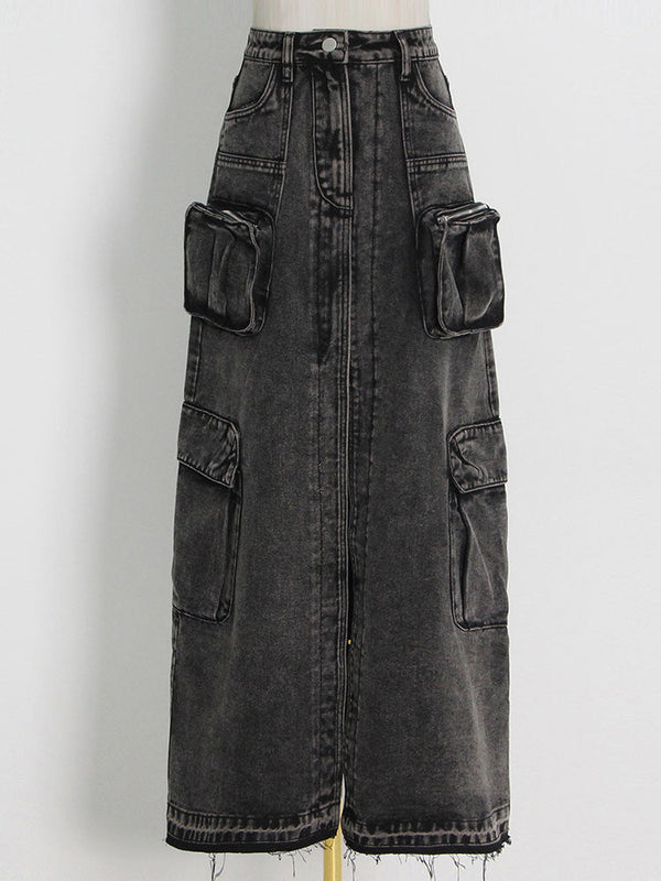 Denim Cargo Skirt