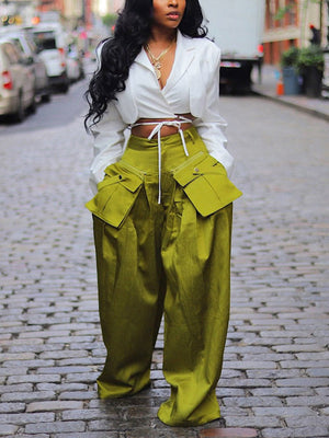 Cargo Pocket Wide Leg Pants