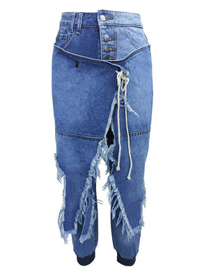 Wrap Up Fringe Jeans