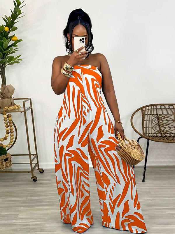 Strapless Printed Wide Jumpsuit