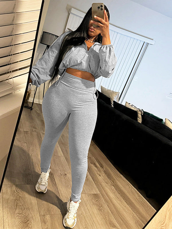 Zip-Up Crop Top & Leggings Set