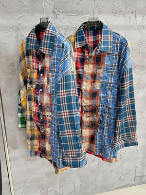 Patchwork Plaid Oversized Shirt