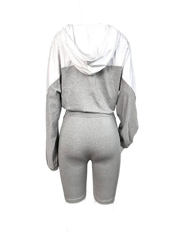 Half Zip Hoodie & Biker Shorts Set