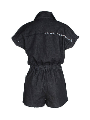 Raw Edge Denim Romper