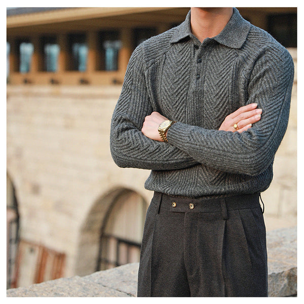 Lapel Sweater Polo Shirt