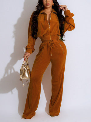 Velour Zip Jackets & Pants Set