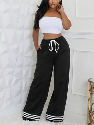 Contrast Wide Leg Pants