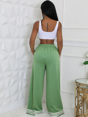 Contrast Wide Leg Pants