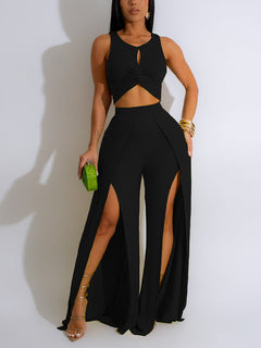 Crop Top & Wide Split Pants