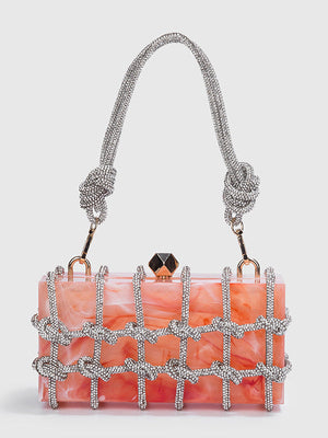 Marble Rhinestone Rope Bag