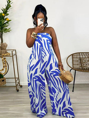 Strapless Printed Wide Jumpsuit