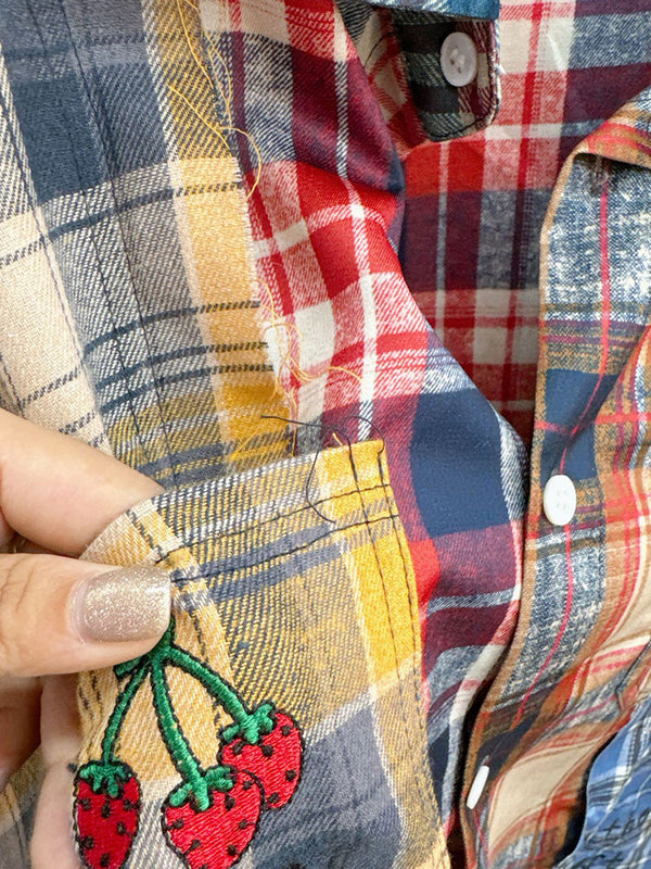 Patchwork Plaid Oversized Shirt