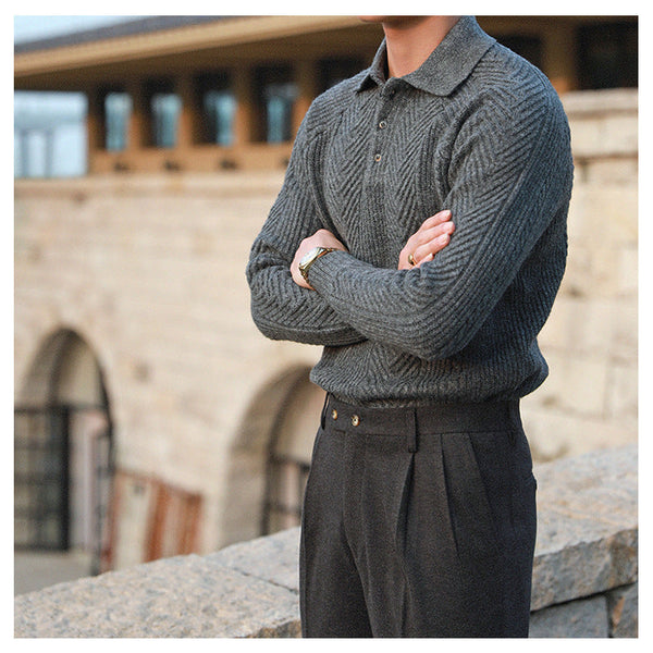 Lapel Sweater Polo Shirt