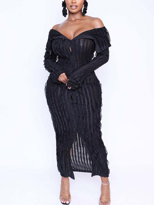 Off Shoulder Mesh Dress