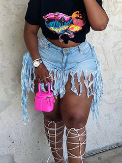 Denim Tassel Shorts