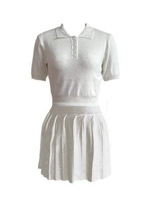 Golf Polo Top & Pleated Skirt Set