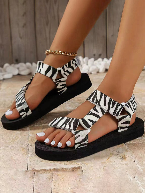 Camo Velcro Strap Flat Sandals