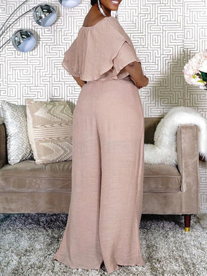 Off Shoulder Top Wide Legs Pants Set