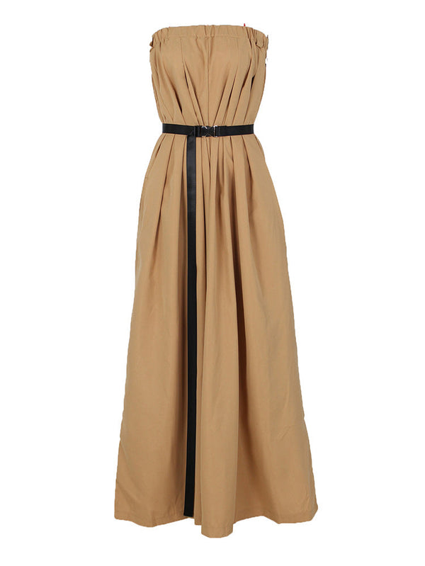 Strapless Loose Jumpsuit With Belt