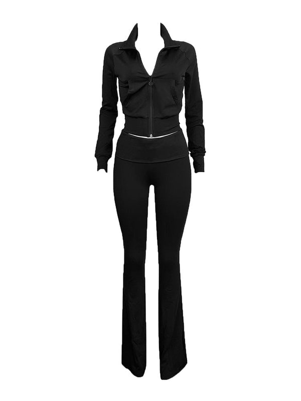 Athleisure Fleece-Lined Jacket & Pants Set