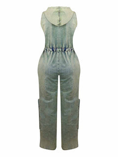 Vintage Hoodie Denim Jumpsuit