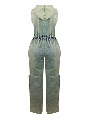 Vintage Hoodie Denim Jumpsuit