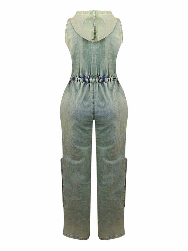 Vintage Hoodie Denim Jumpsuit