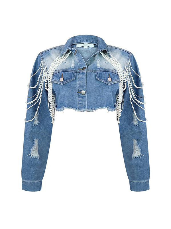 Pearl Rhinestone Denim Jacket & Jeans