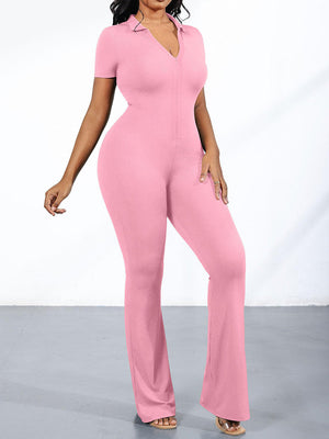 Zip Up Bodycon Jumpsuit