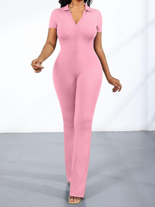 Zip Up Bodycon Jumpsuit