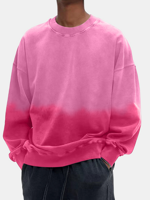 Men's Washed Gradient Long-sleeved Round Neck Sweatshirt