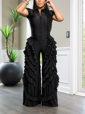 Ruffle Wide Leg Jumpsuit