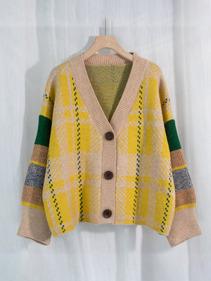 Retro Plaid Knit Cardigan