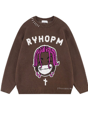 Graphic Print Knit Sweater