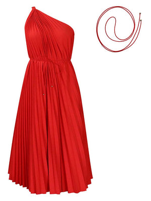 One Shoulder Pleated Dress