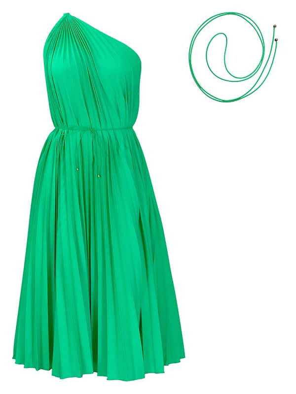 One Shoulder Pleated Dress