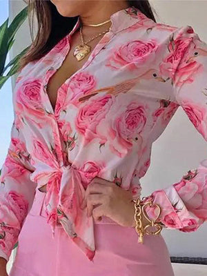 Floral Print Blouse And Short Set