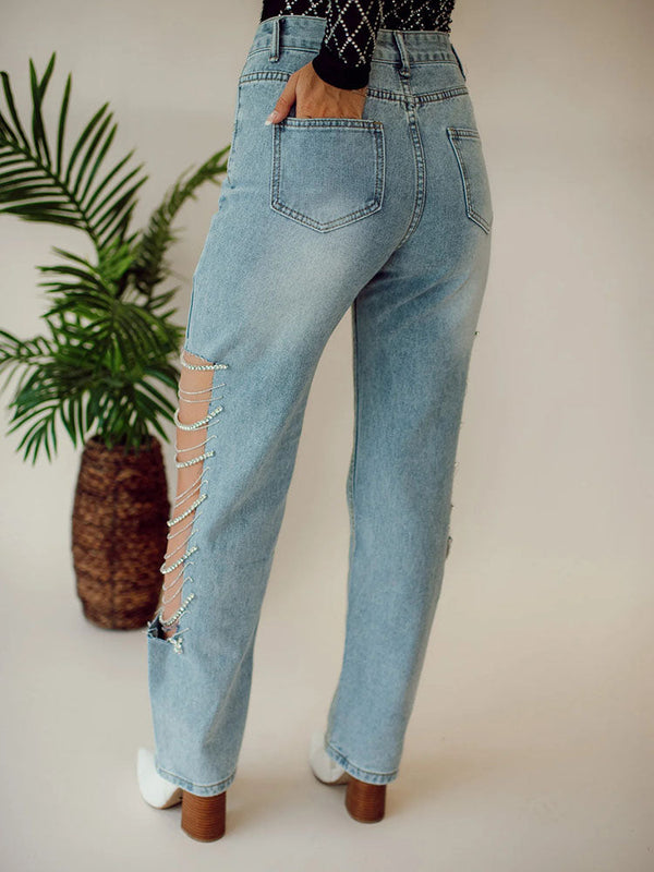 Rhinestone Chain Jeans