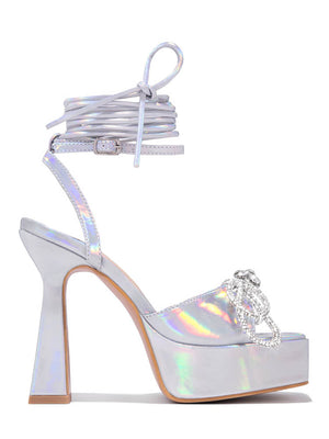 Sparkling Bow Platform Heel Sandals