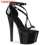 YM & Dancer S760 Summer high-heeled open-toe transparent, 17cm stiletto heels, 7-inch pole dancing model runway dance shoes