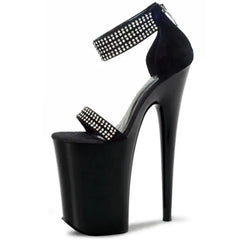 YM & Dancer S767 Super black sequined heels on the 20cm stage.Nightclub fashion sandals, model pole-dance shoes